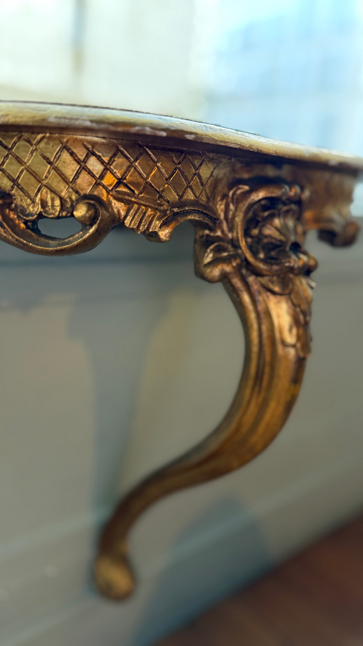 French Gilded Wood Carved Wall Console