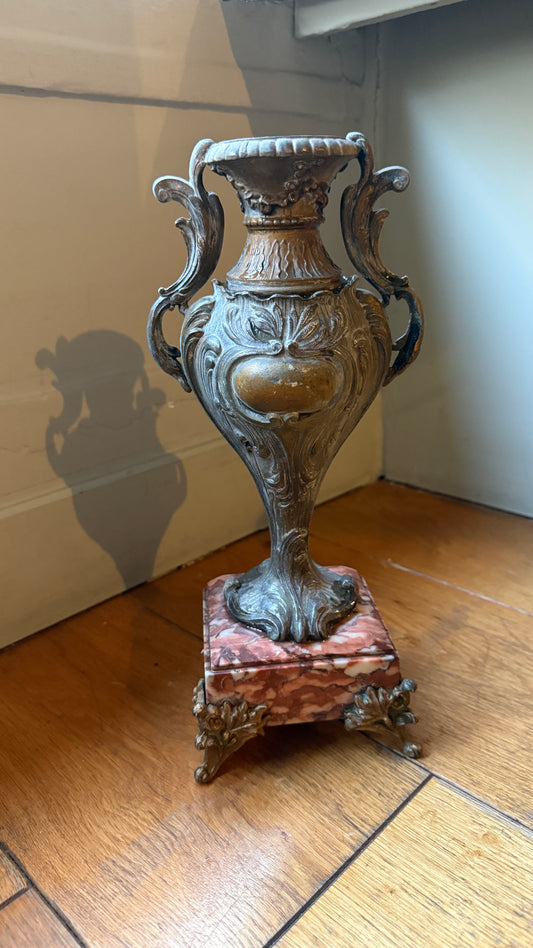 French Marble Based Brass Vases