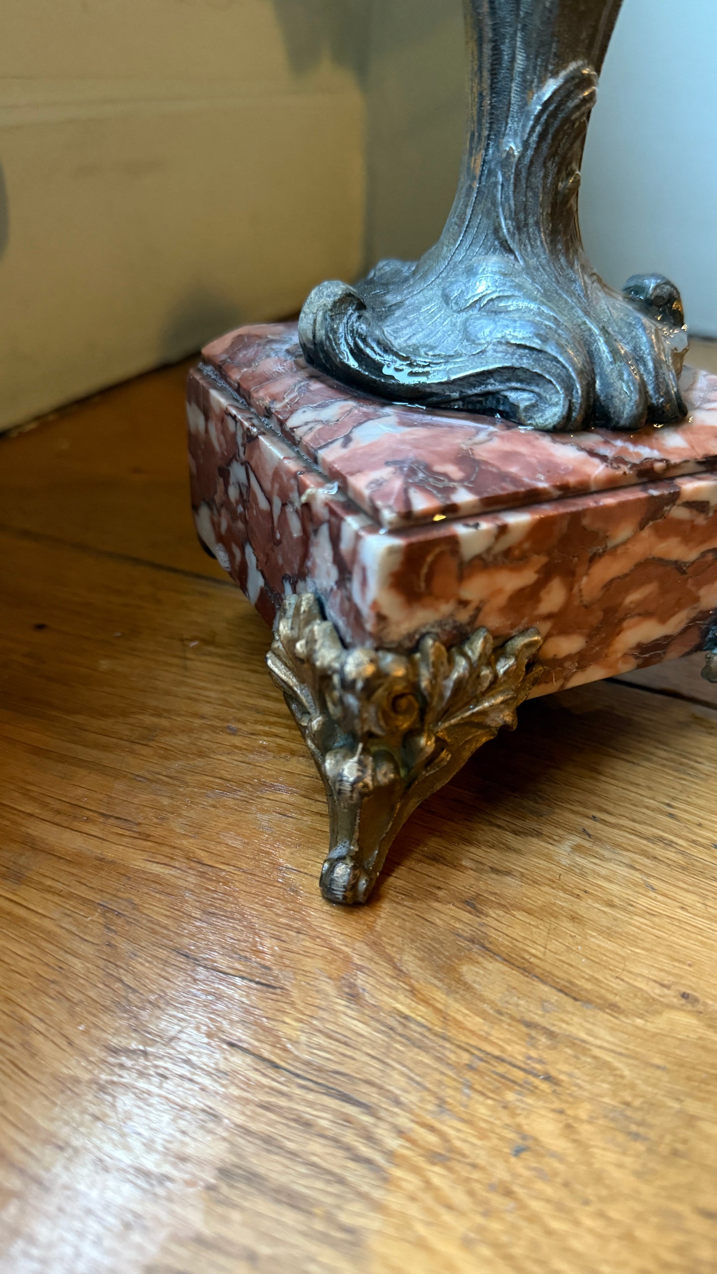 French Marble Based Brass Vases