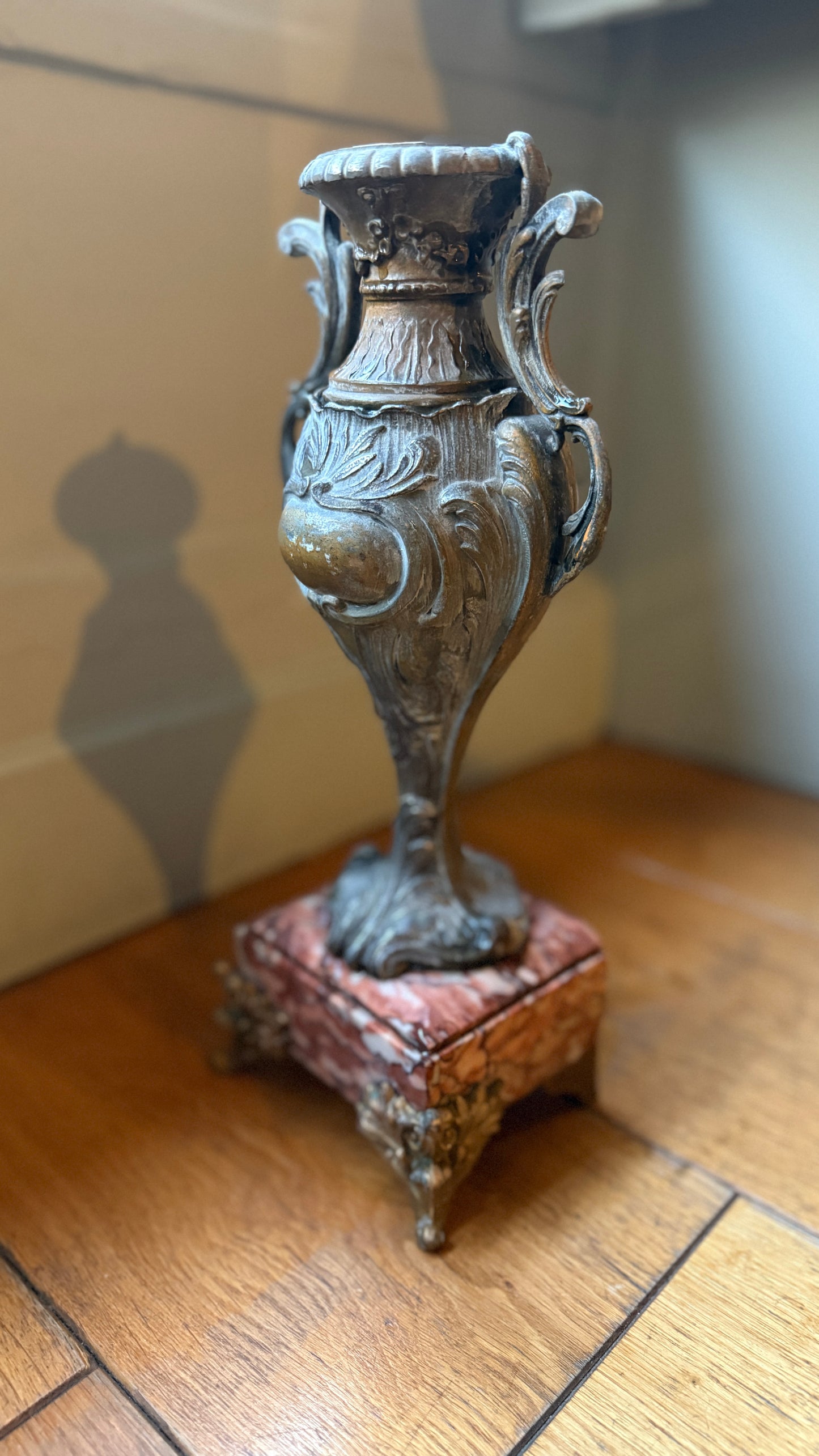 French Marble Based Brass Vases