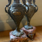 French Marble Based Brass Vases
