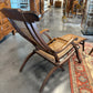 1950's French Walnut & Rattan Steamer Deck Chairs