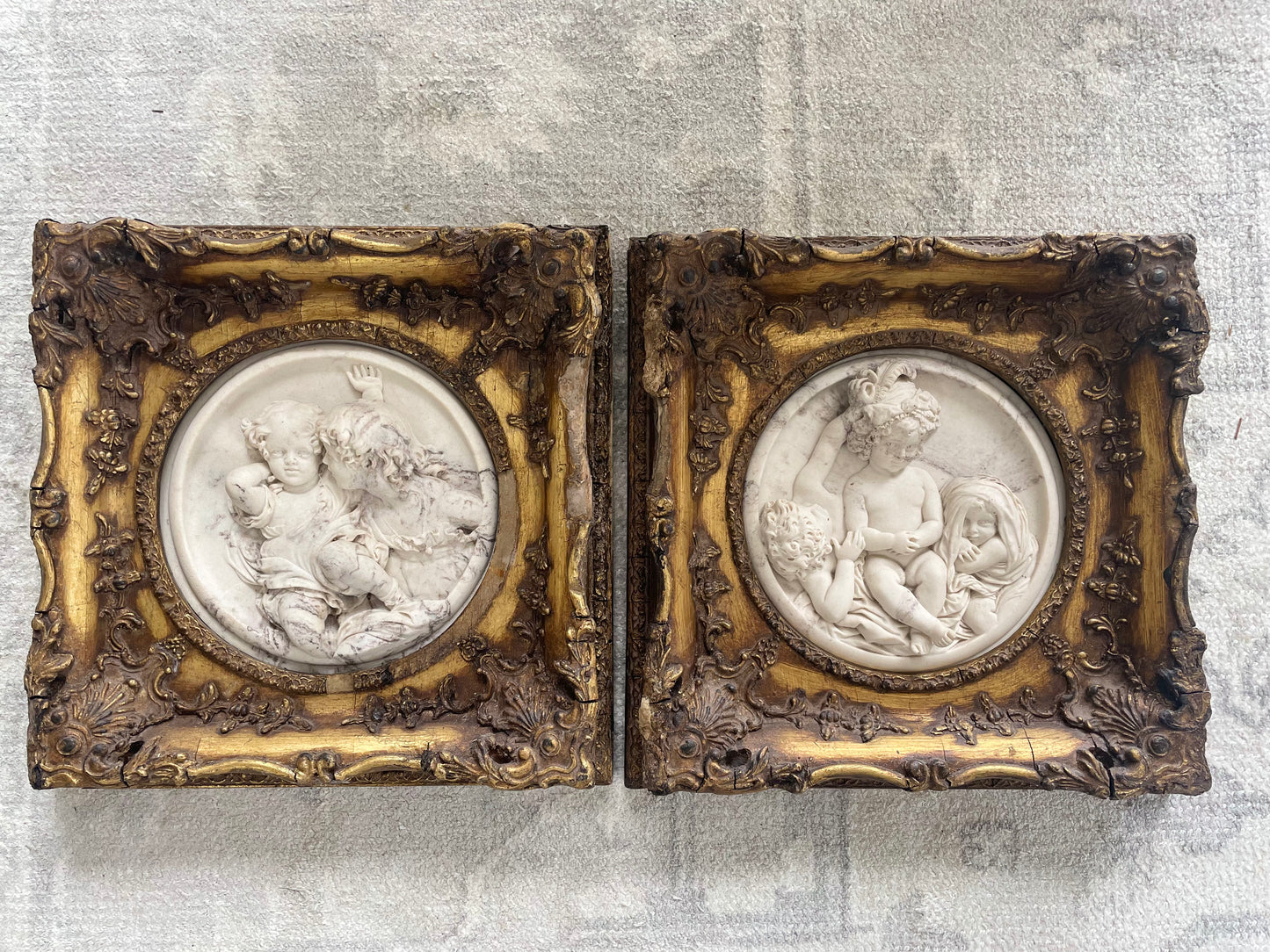 Antique Enrico Braga Cherub Plaques