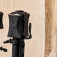 French Forged Iron Adjustable Andirons 20th Century
