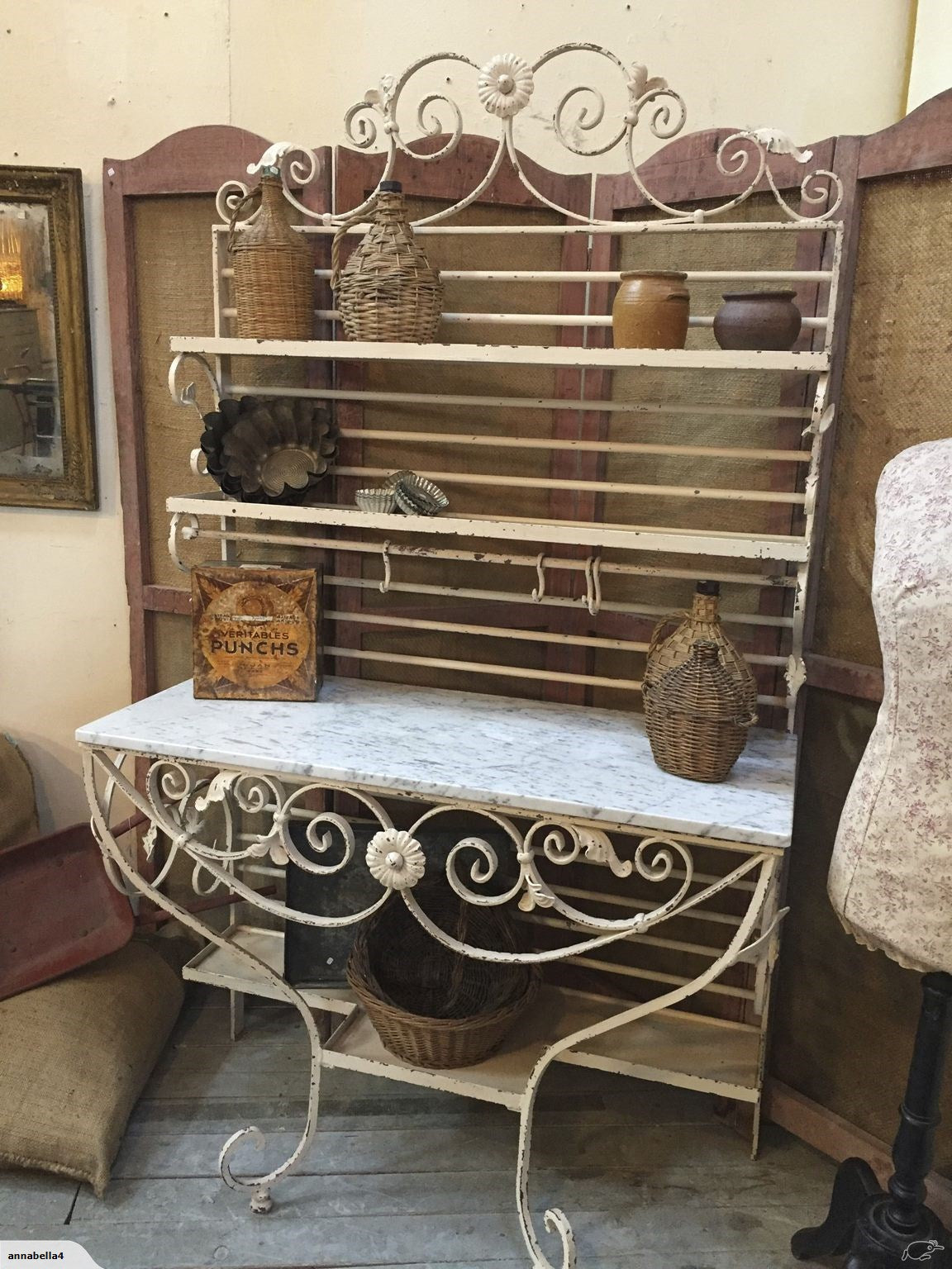 French Marble & Iron Kitchen or Dining Dresser